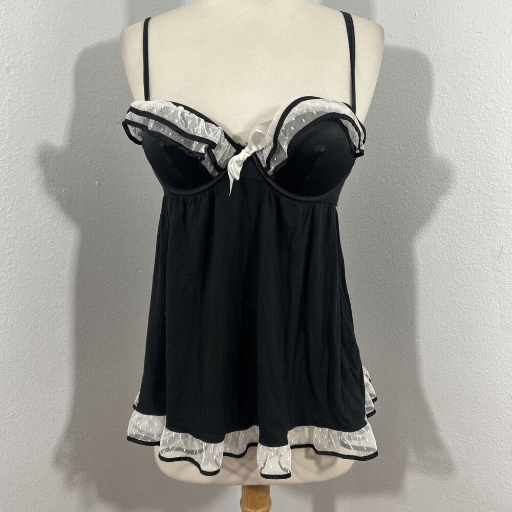 Victoria Secret Slip Lingerie Womens 34B Lace BabyDoll‎ Y2K Fairy Goth